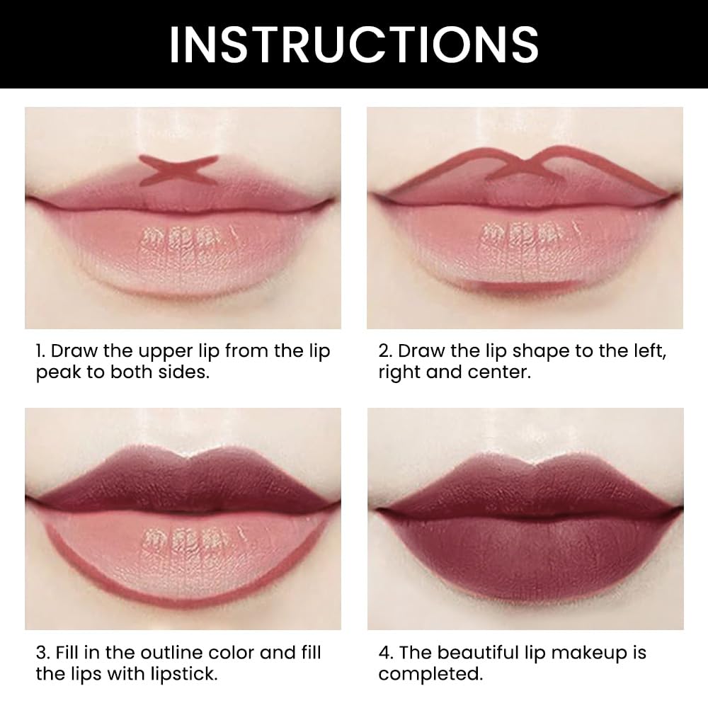 evpct 3Pcs Rose Chocolate Burgundy Red Matte Lip Liner and Lipstick Combo Set Kit for Women, Lipstick Red Magic 24 Hours Lip Liner Gloss Makeup Set Long Lasting Waterproof 24 labial, 34# 35# 36#