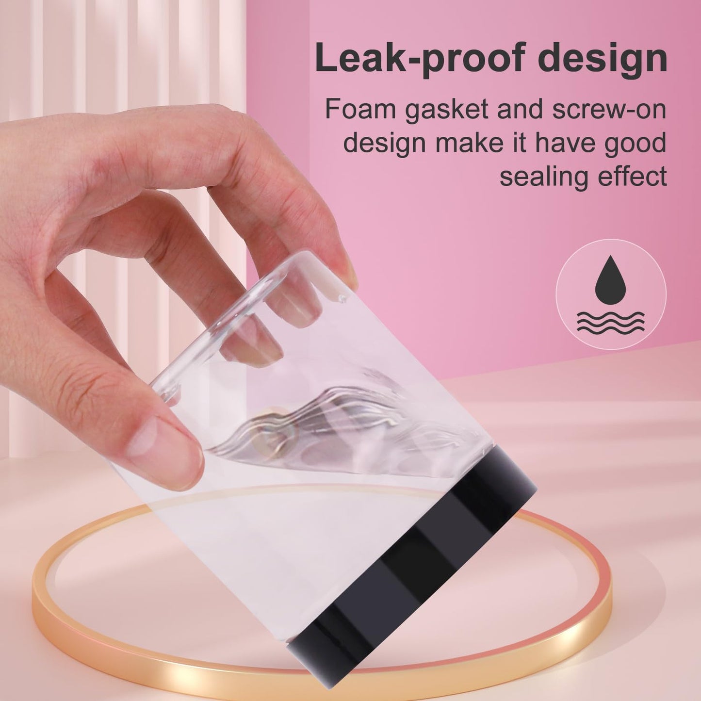 36 Pack 8oz Household Plastic Jars with Lids, BPA Free, Reusable, Refillable Transparent Cosmetic Containers for Bath Salts, Cosmetics, Powders, Beauty Product and Small Accessories, Black