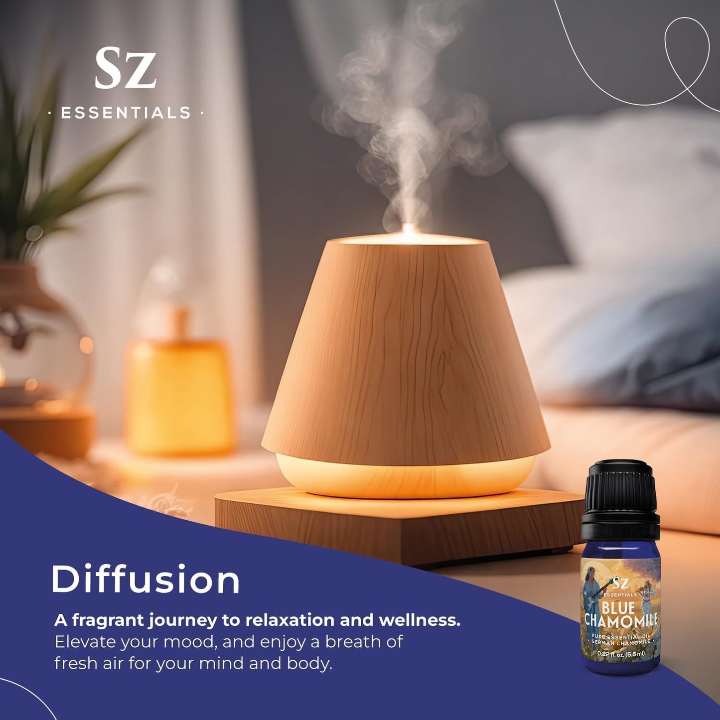 Blue Chamomile Essential Oil - Aka Deepest Blue German Chamomile - Bulgarian Grown Matricaria Recutita - Fresh, Earthy & Floral Scent - Therapeutic Grade & Vegan - 0.22 fl oz (6.5 ml)