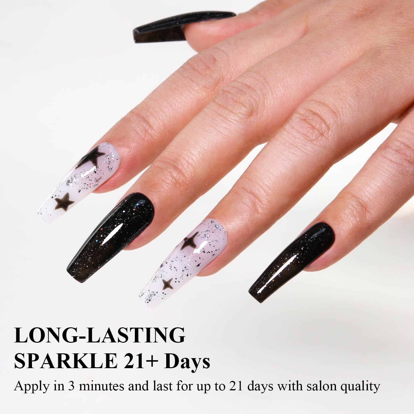 Imtiti Glitter Gel Nail Polish, Black Iridescent Glitter Gel Polish Diamond Shimmer Sparkle Soak Off UV LED Autumn Winter Manicure 10ML