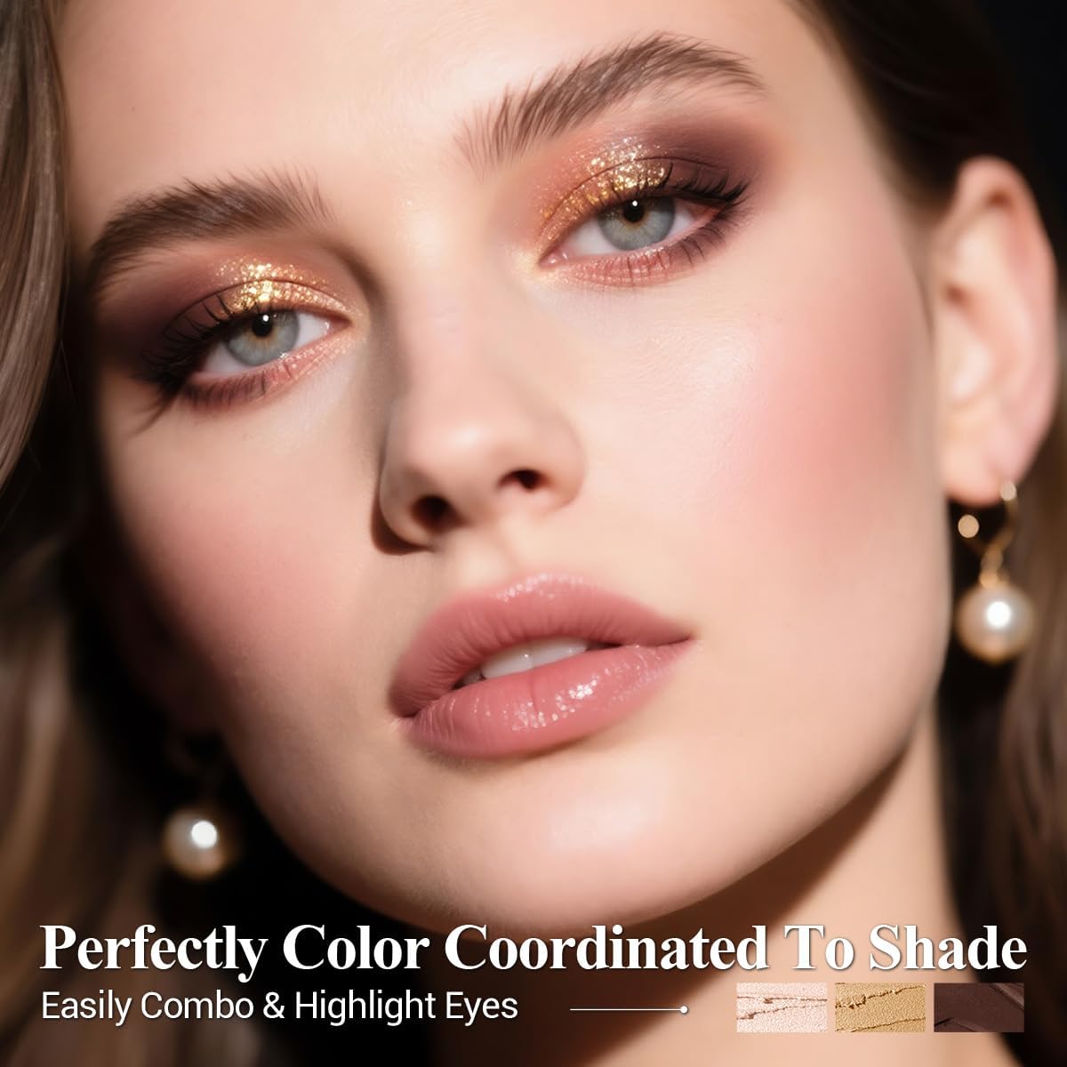 Classic 3PCS Neutral Eyeshadow Stick Makeup Set, Matte Cream Eye Shadow Eyeliner Brightener Pencil Crayon - Golden Amber