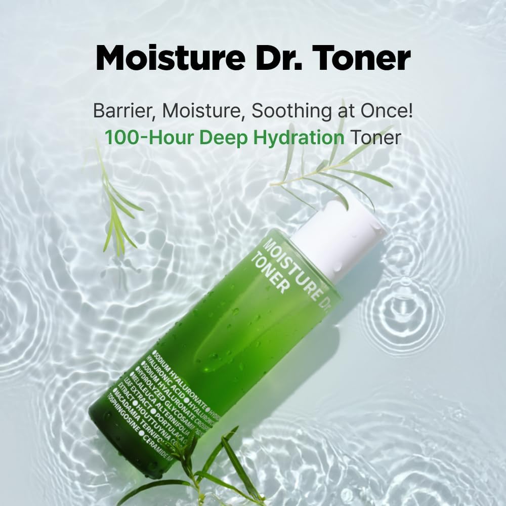 ISOI Moisture Dr. Soothing Toner, Lightweight Hydrating Toner for The Face with Tea Tree Ceramide & Hyaluronic Acid for Skin Barrier Support, Korean Skin Care (4.39 fl. oz/130ml)
