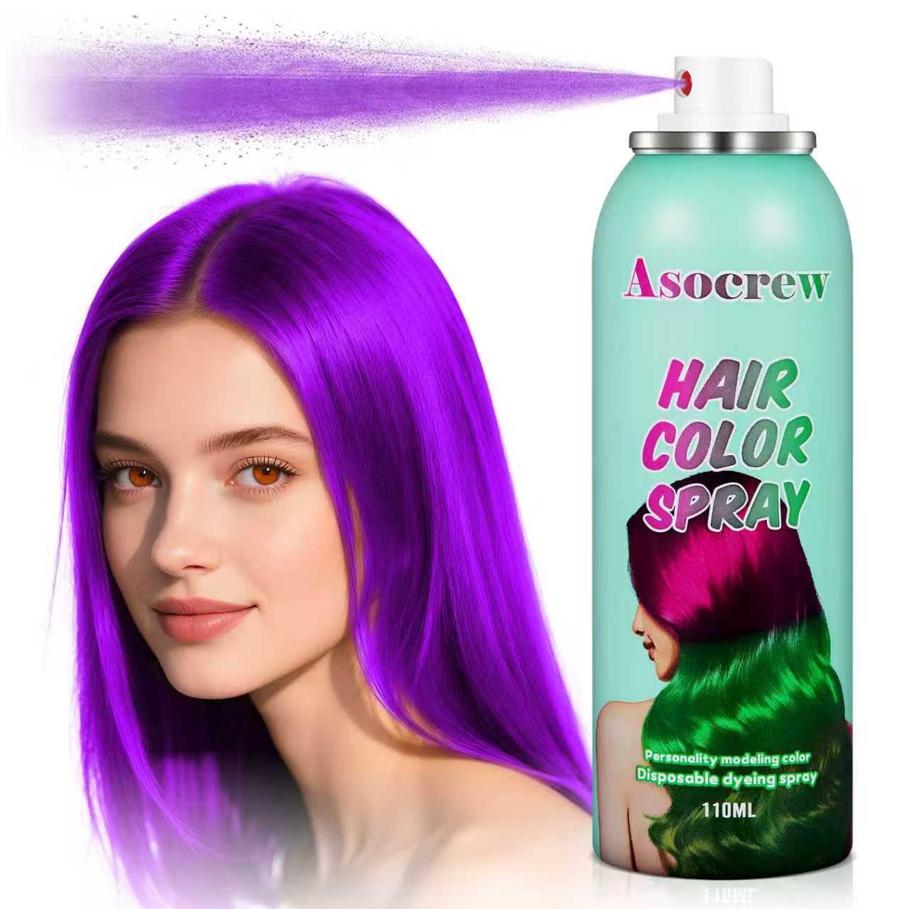 Purple Hair Spray,Hair Color Spray Dye,Temporary Hair Color Spray for Kids Women,Color Hair Spray Pomades,Washable Hair Coloring Natural Hair Dye for Party,Halloween,Cosplay(Purple)