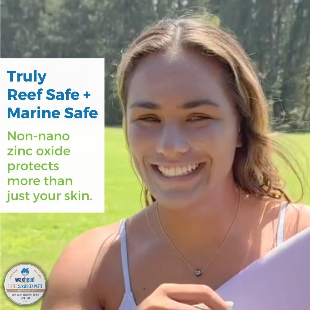 Waxhead Tinted Zinc Oxide Sunscreen Face, SPF 30 Reef Safe Non-Toxic Sunscreen Surf Zinc Sunblock, Travel Waterproof for Swimming, Lifeguard, Sports, Organic Sun Block Colored Face Scar (Tint 2oz Tin)