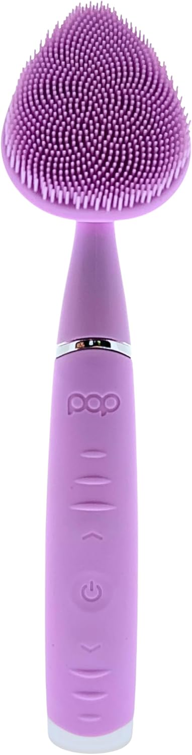 Clover Facial Cleansing Device Lavender Silicone Facial Cleaner & Exfoliator w/ 8000 Vibrations Per Minute, 5 Speeds, USB Rechargeable Face Cleaning Scrubber & Skincare Tool with Case