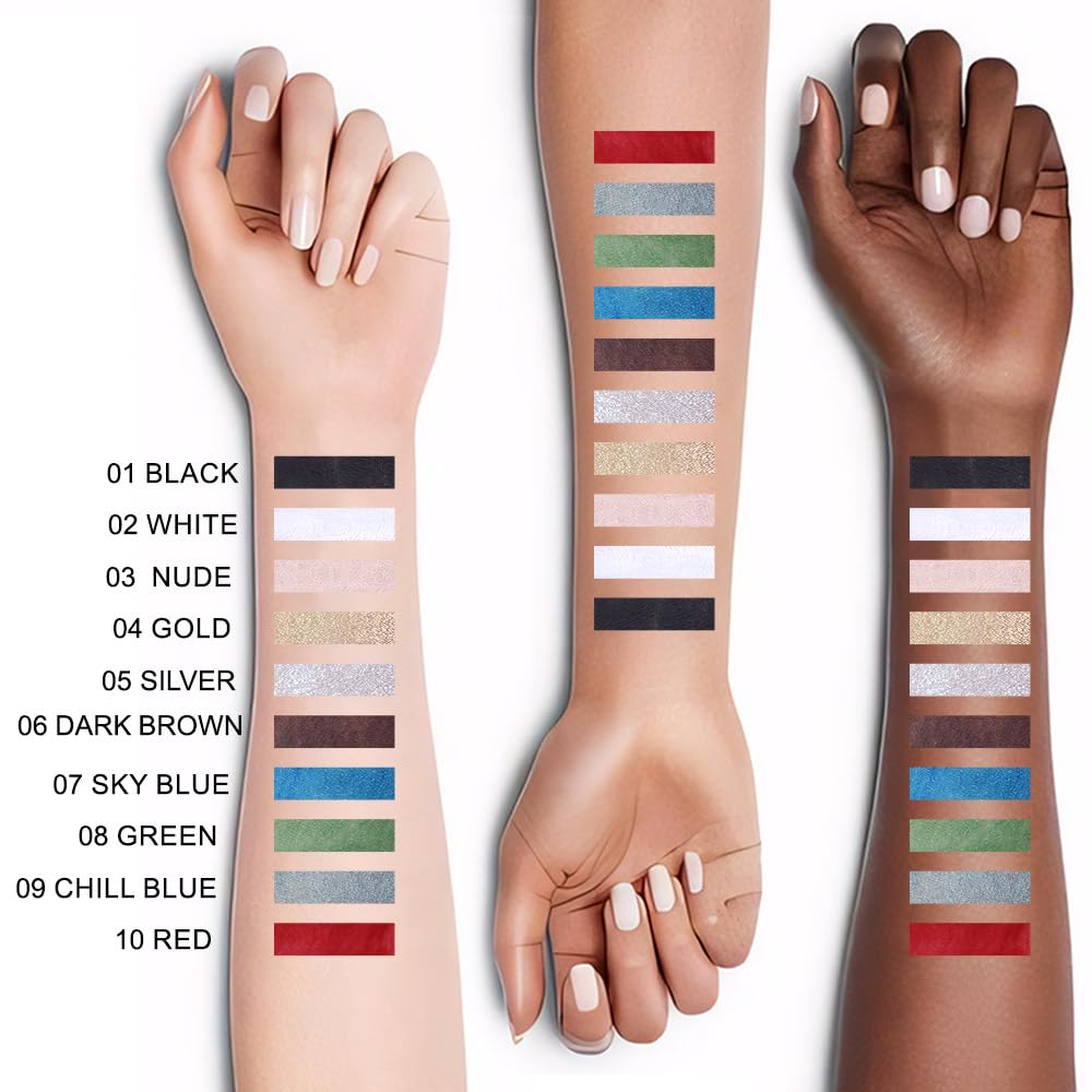 evpct 2Pcs Red Color Gel Glitter Eyeliner Pencils Set for Women Waterline Waterproof Smudge Proof lapiz de ojos delineador de ojos contra el agua Eye Liner Makeup