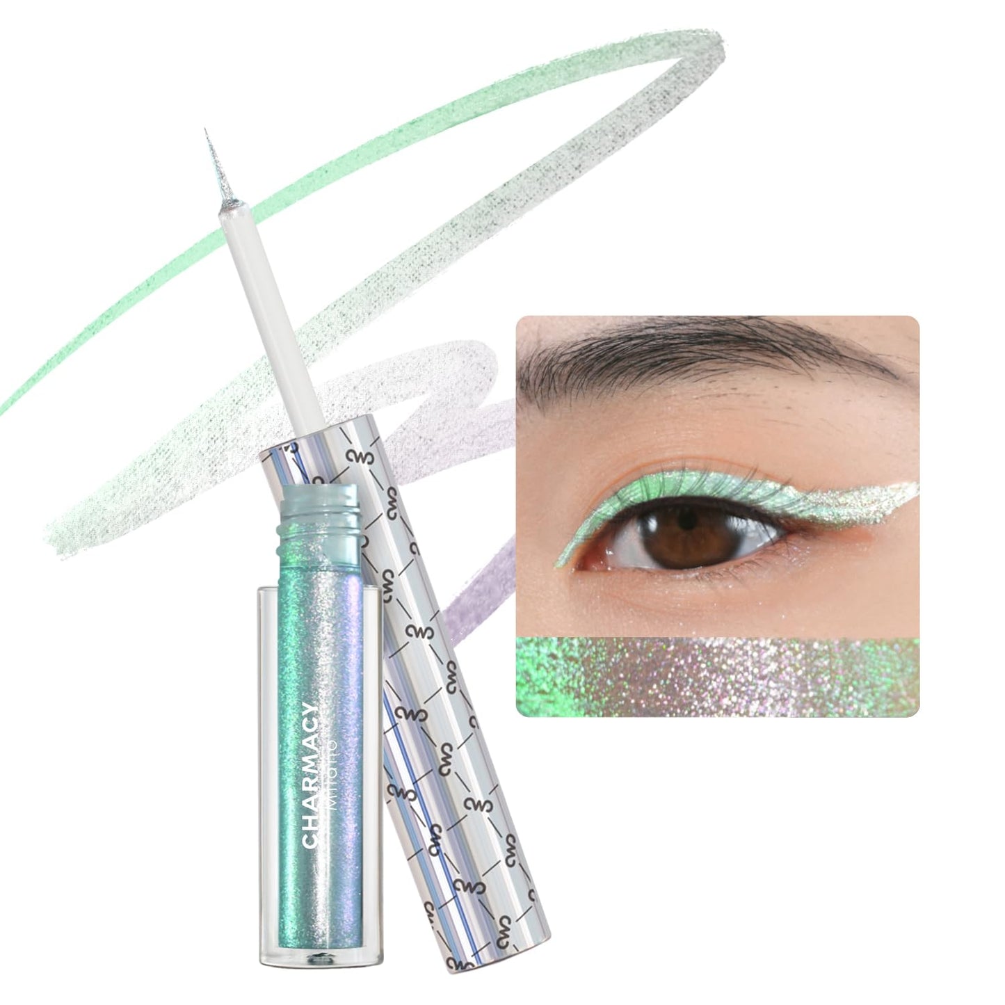 CHARMACY Chameleon Liquid Eyeliner, Liquid Glitter Eyeliner, Highly Pigmented, Metallic MultiColor Shifting waterproof Eyeliner, Ultra-Fine Tip, Longwearing, Smudge-proof (#307)