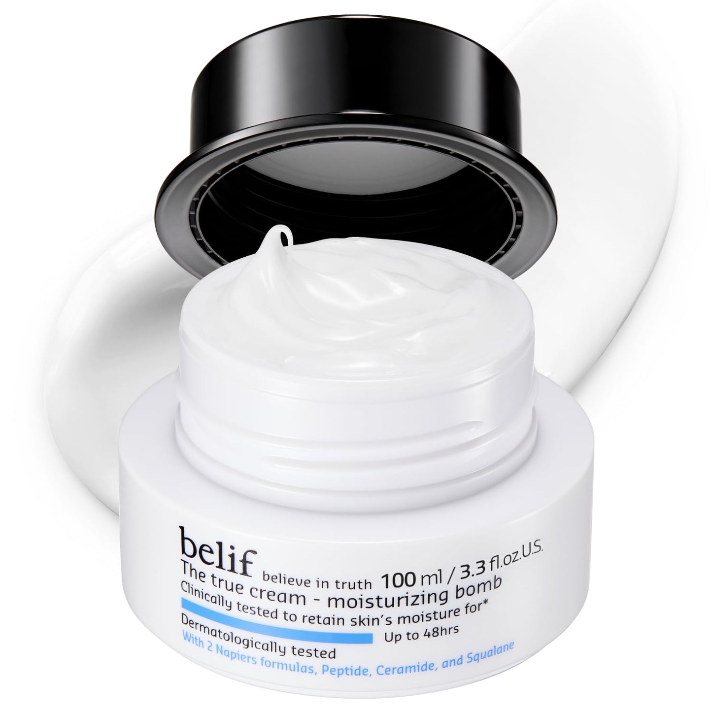belif Moisturizing Bomb – Daily Ceramide Moisturizer with Peptide & Squalane, 48hr Hydration & Anti-Aging Cream, Milky & Lightweight, Restores Skin Barrier, Korean Skincare, 3.3 fl oz (100ml)