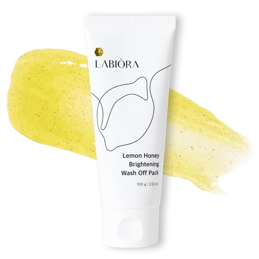 Lemon Honey Face Mask Wash-Off Pack & Scrub — 5-Minute, Exfoliating, Hydrating, Gentle for Sensitive Skin, with Manuka Honey & Lemon Extract, 3.52 oz (100 g)