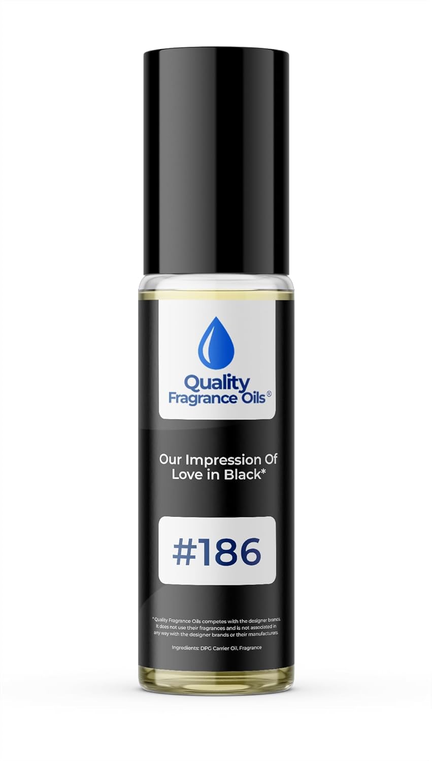 Quality Fragrance Oils' Love in Black Impression #186 | Long-Lasting Perfume Oil, Alcohol-Free, Strong Scent, 10ml Roll-On | Affordable Alternative to Designer Fragrances