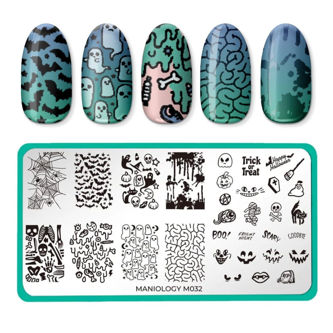 Maniology Halloween Limited Edition Nail Stamping Starter Kit (Plate, Polish, Top Coat, Stamper and Scraper Card)