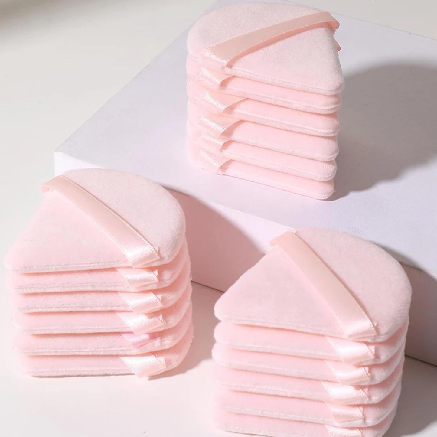 24 Pcs Triangle Powder Puff, Cotton Makeup Puff, Washable Face Powder Puff (24LP), Christmas Gifts Stocking Stuffers for Women Girls