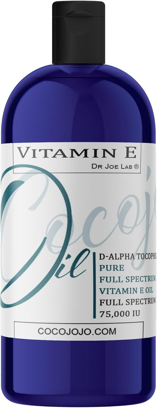 cocojojo Organic Liquid Vitamin E Oil for Skin, for Hair, Face, Body Oil, 100% Pure Natural Cold Pressed Unrefined, Moisturizes & Nourishes, Non GMO - 32 Oz