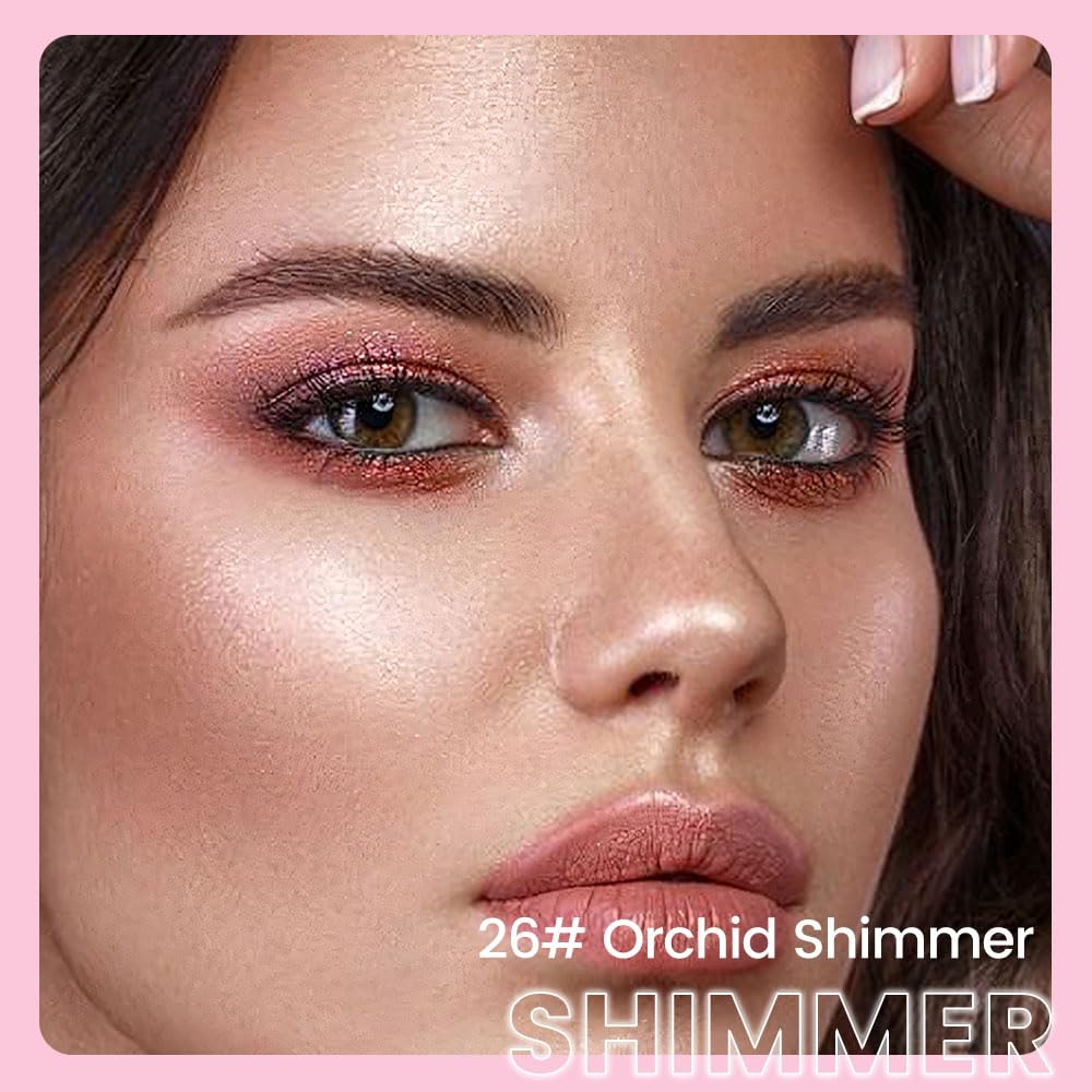 evpct 1Pcs Orchid Shimmer Cream Eye Shadow Brightener Sticks for Eyes Waterproof Pigmented, Double Ended Cream Eyeshadow Stick Pencil Pen with Applicator, Eye Shadow Palette Highlighter Makeup 26