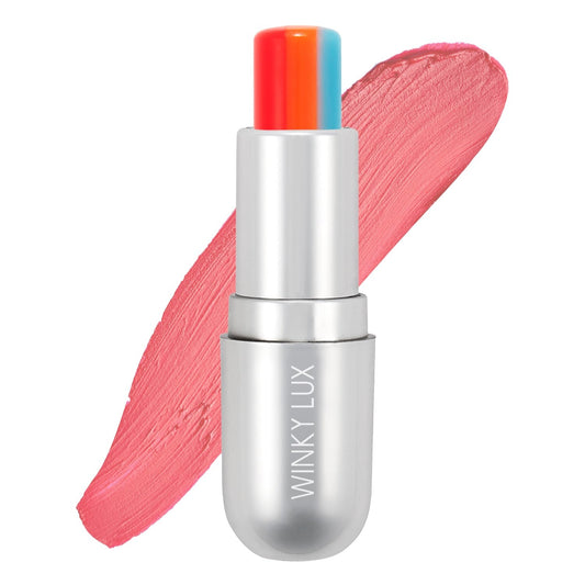 Winky Lux Rainbow Tri-Color Tinted Lip Balm – Hydrating Lip Care with Jojoba Oil & Vitamin E, Sheer Pink Tint, Moisturizes and Softens Dry Lips