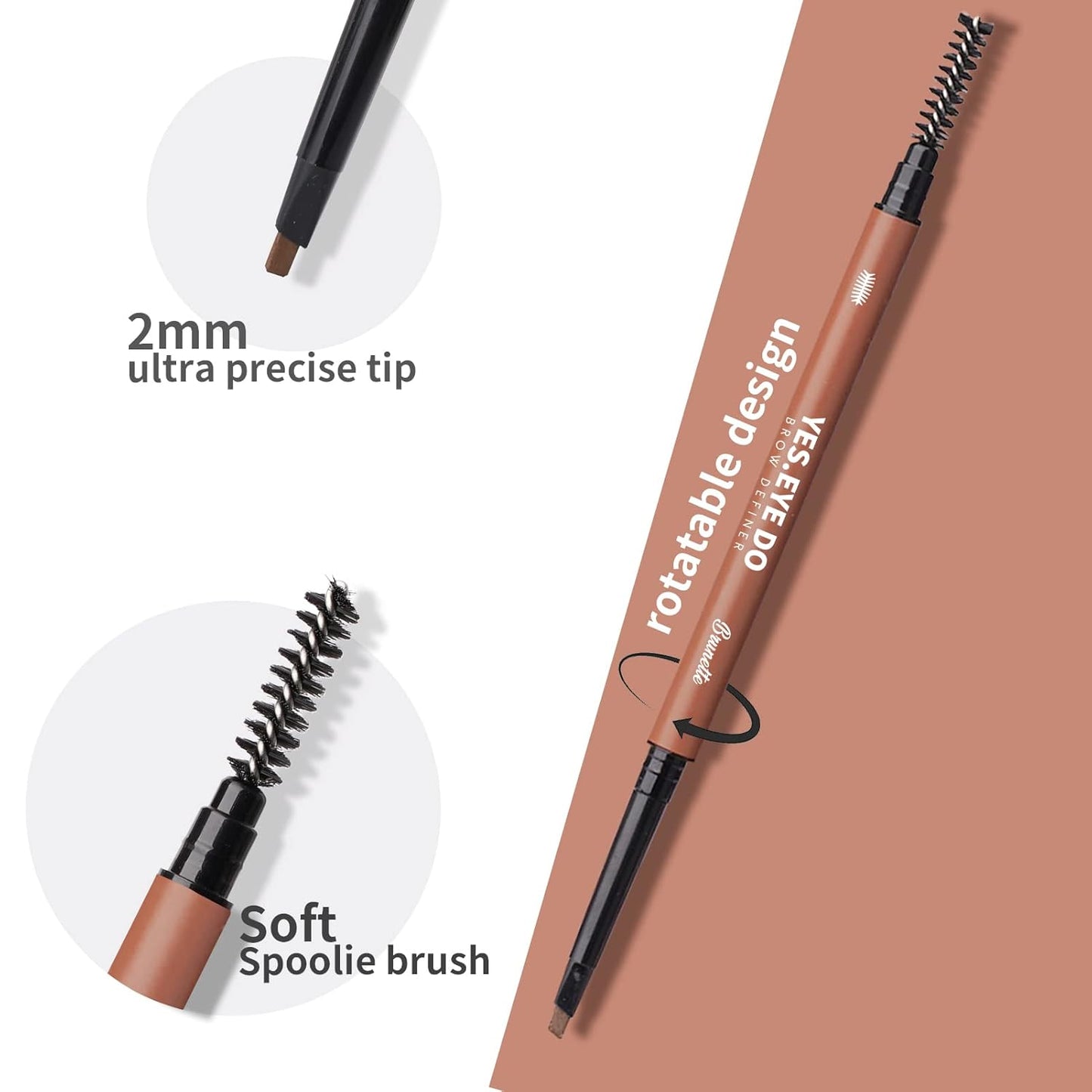 Auburn Eyebrow Pencil, Waterproof Red Eyebrow Pencil, Automatic Brow Pen with Spoolie for Red Hair, Ultra Precise Brow Pen for Defining Filling, Longlasting and Sweat-proof,Auburn YES.EYE DO