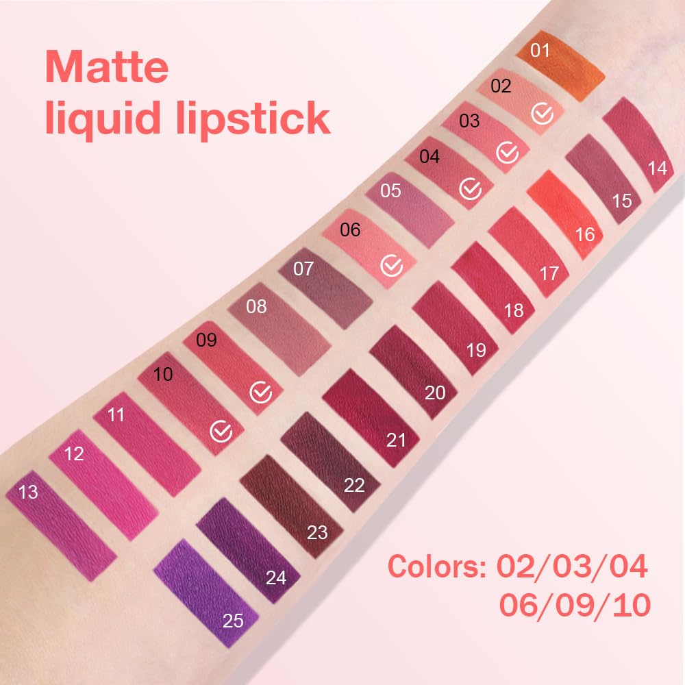 BINGBRUSH Super Matte Longwear No-Budge Stay On Smudge Proof Liquid Lipstick Long Lasting Makeup for Women,Highly Pigmented Color and Instant Shine, Cheeky, Soft Matte Lip Cream Lightweight Lipgloss