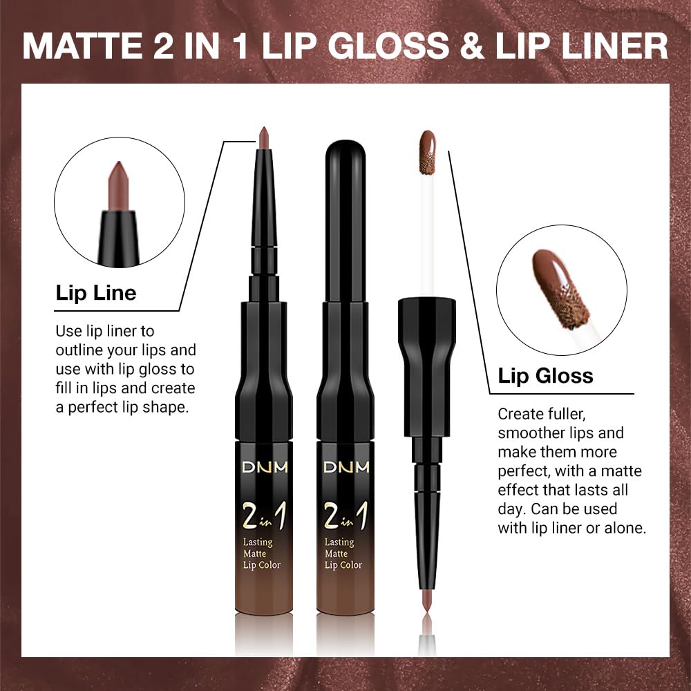evpct 1Pcs Nude Brown Matte Lip Liner and Liquid Lipstick Stain Makeup Set for women, Brown Long Lasting Smudge Proof Lipstick labiales matte mate larga duracion listip 24 hours originales, 25#