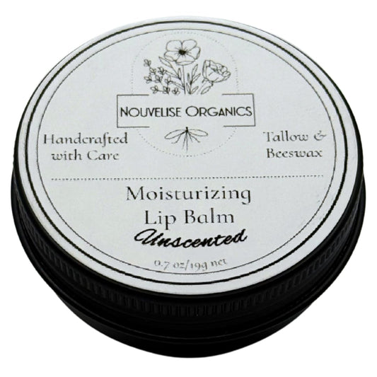 Tallow Lip Balm | 100% Organic Tallow, Organic Beeswax, Jojoba, and Shea Butter | Moisturizing Lip Care for Dry, Chapped Lips | Handcrafted in USA - Unscented