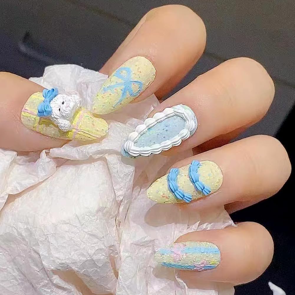 Nail Art Silicone Mold Embossed Cream Chain Design DIY Manicure 3D Carving Template with 6 Patterns, Resin Craft Making Tool Mould for Women Nail Decoration