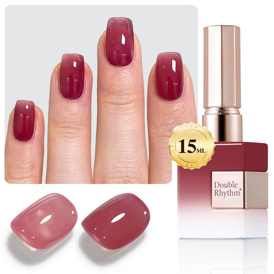 Double Rhythm 0.5Oz Gel Polish Translucent Sheer Neutral Natural Light Milky Same Color Same Bottle 15ML Jelly Gel Polish Art DIY at Home (Brown Purple-A1375)