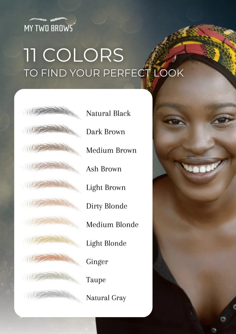 (10 pairs) Dirty Blonde Temporary Eyebrow Tattoo - Medium Size - Waterproof & Smudgeproof - Classy Curve Style Eyebrow Stickers - Sheet Lasts up to 30 Days - Won't Work on Existing Brows