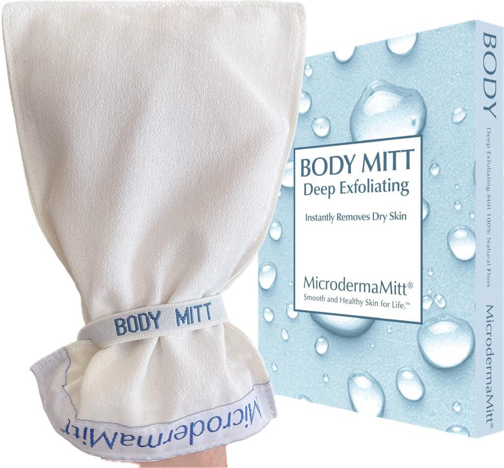 MicrodermaMitt Deep Exfoliating Mitt for Shower - Premium Dead Skin Remover & Exfoliator Body Scrubber - Turkish Kese Glove for Keratosis Pilaris - Natural Skin Care for Smooth, Radiant Results