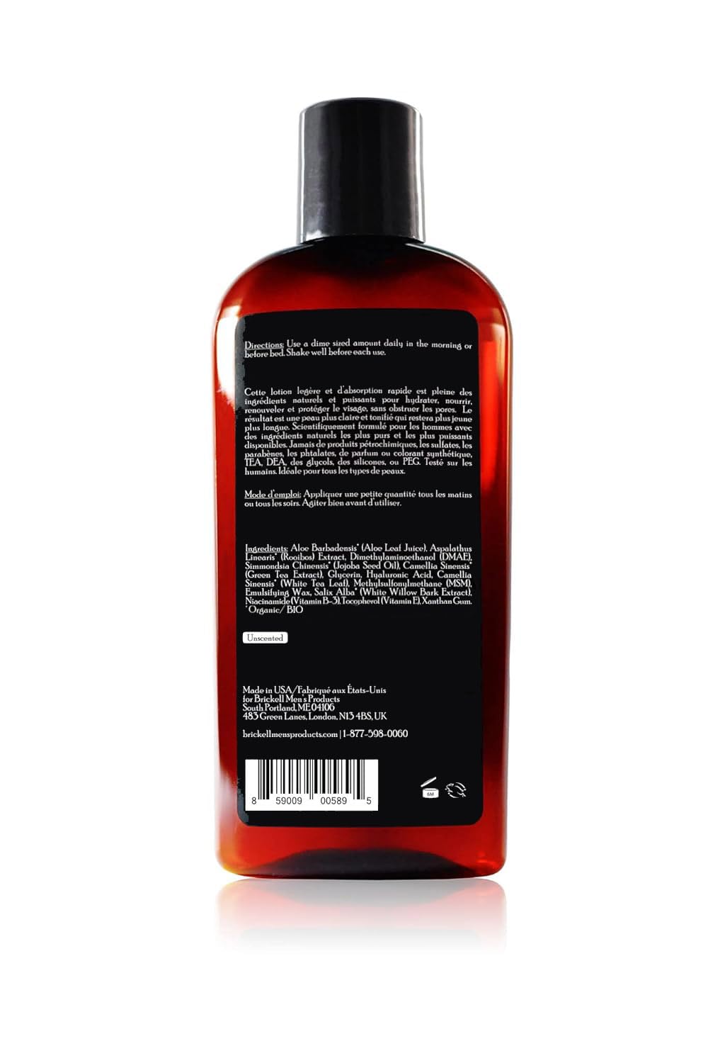 Brickell Men's Daily Essential Face Moisturizer for Men, Natural and Organic Fast-Absorbing Face Lotion with Hyaluronic Acid, Green Tea, and Jojoba, 4 Ounce, Unscented