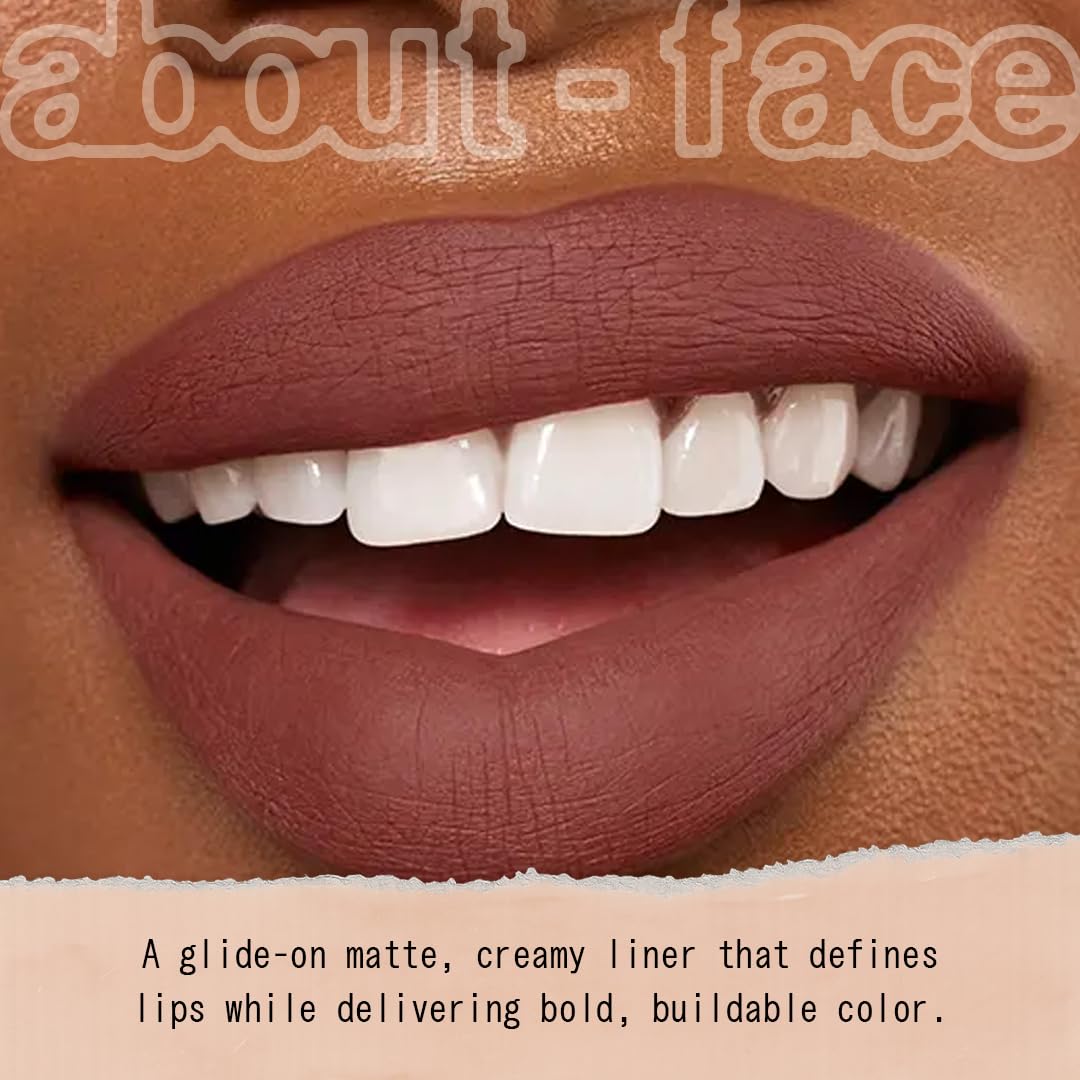 about-face Matte Fix Lip Pencil False Alarm – Long-Wear, Creamy Matte Lip Liner with Hyaluronic Acid & Vitamins C & E – Vegan, Cruelty-Free, Clean Beauty – 0.042 oz (Terracotta Rose)
