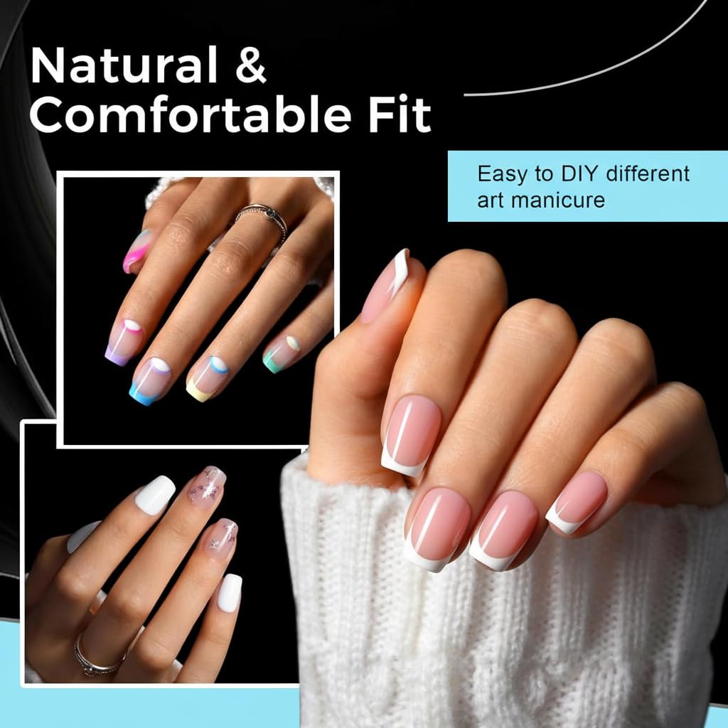 TOMICCA Extra Short Coffin Nail Tips Acrylic Nails 240Pcs Acrylic Nail Kit Pre-shape Full Cover Clear Nails For Nail Extension Home DIY Salon 15 Sizes Gel Nails