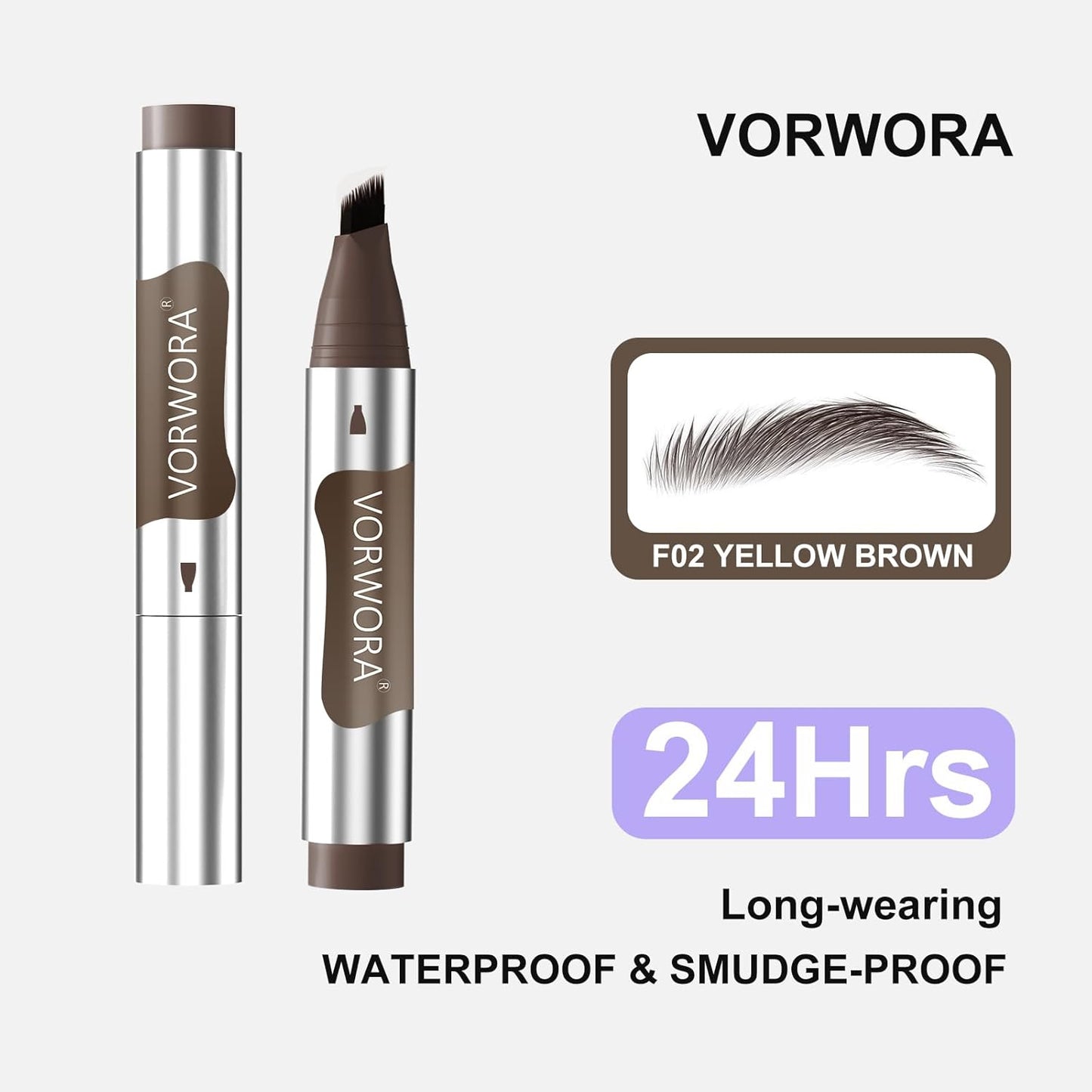 Quik Eyebrow Pen, Microblading Eyebrow Pencil, Brow-Fection Angled Brush Upgraded Dip, Long Lasting Smudge Proof, Easy to Color, Brown