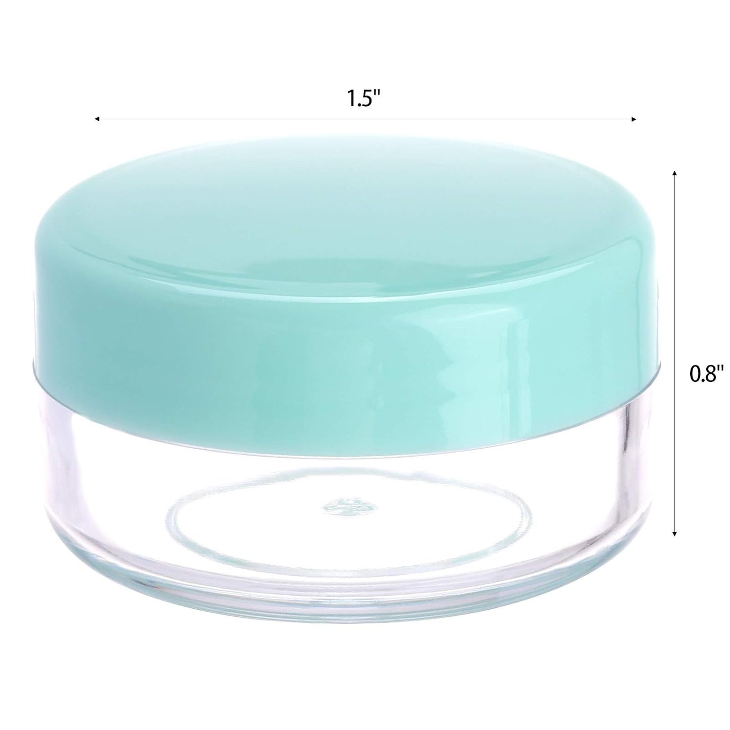 Refillable Cosmetic Sample Jars - 100 Pack 10g (0.35oz) Green Small Travel Containers with Lids + 10 Mini Makeup Spatulas - BPA Free
