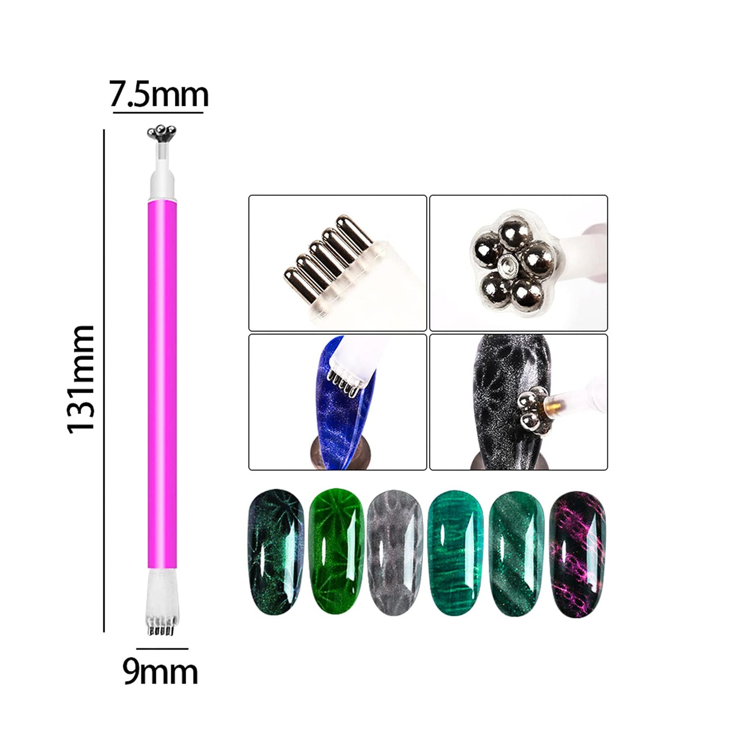 15 Pcs Nail Magnet Tool Set Magnet Plate Wand Board Magnetic Pen Stripe Nail Magnet Double Ended Magnet Wand Magnet Stick for Cat Eye Gel Polish Nail Art