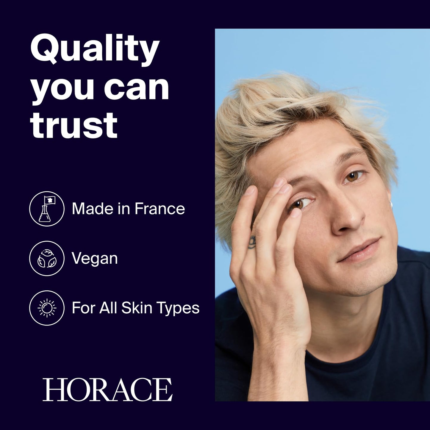 HORACE Rich Face Moisturizer for Men - Hydrating Cream with Organic Prickly Pear Oil and Shea Butter - Moisturising Skincare for All Skin Types - Unscented, 2.5 fl.oz