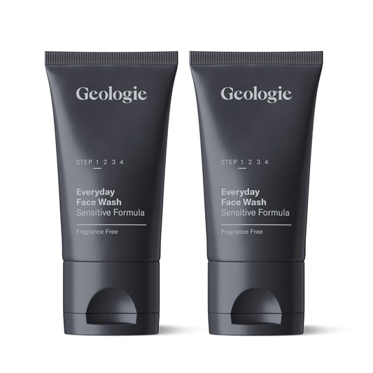 Geologie Daily Face Wash for Sensitive Skin | Fragrance-Free Facial Cleanser for Men & Women | Acne & Oil Control | Non-irritating, Gentle Cleansing & Soothing Face Wash | 2-Pack