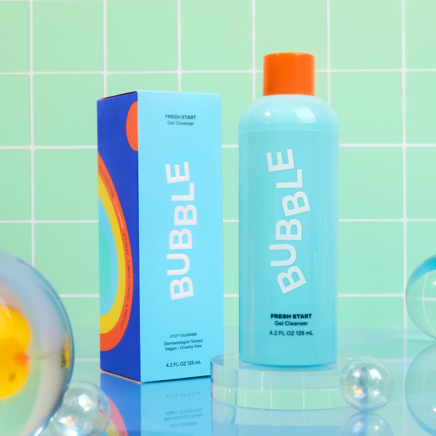 Bubble Skincare Fresh Start Gel Face Wash - Gentle PHA Exfoliating Facial Cleanser to Reduce Oil + De-Clog Pores - Daily Face Cleanser with Aloe Vera to Soothe Sensitive Skin - Vegan Skin Care (125ml)