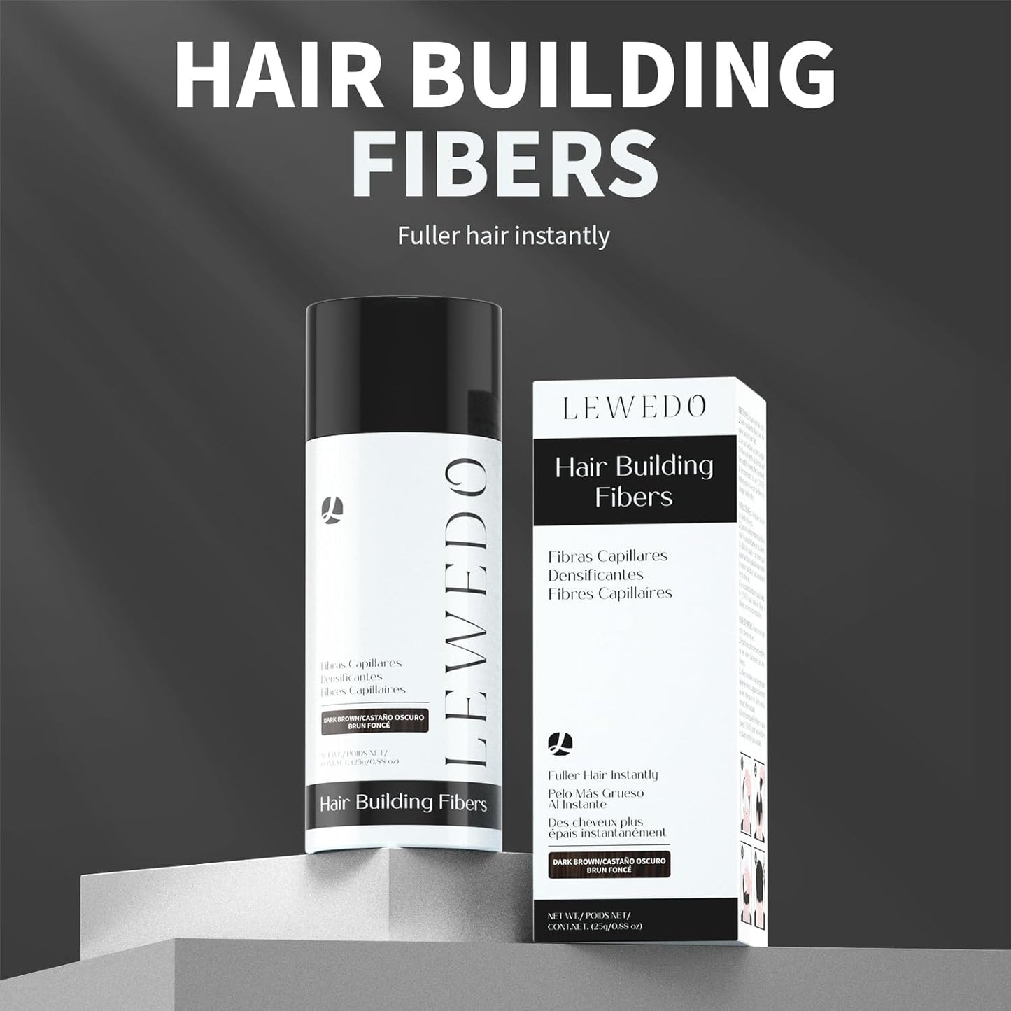 Hair Building Fibers - Instant Volume for Thinning Hair, Natural Appearance with Electrostatic Adsorption,Plant-Based, All-Day Hold, 25G Light brown