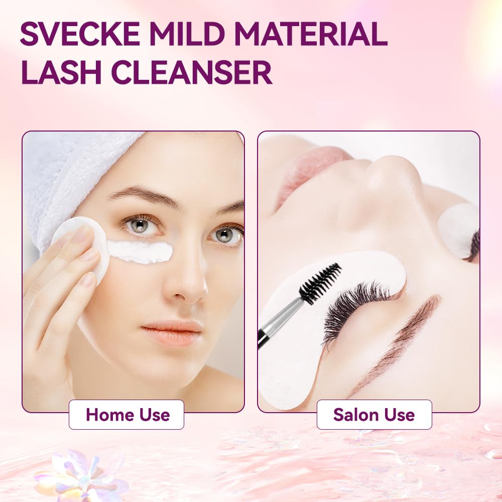 Lash Shampoo Kit, 2 fl.oz / 60ml Eyelash Cleanser, Eyelash Shampoo for Lash Extensions, Lash Cleaning Kit with Lash Fan Dryer, Eyelash Remover for Salon and Home Use