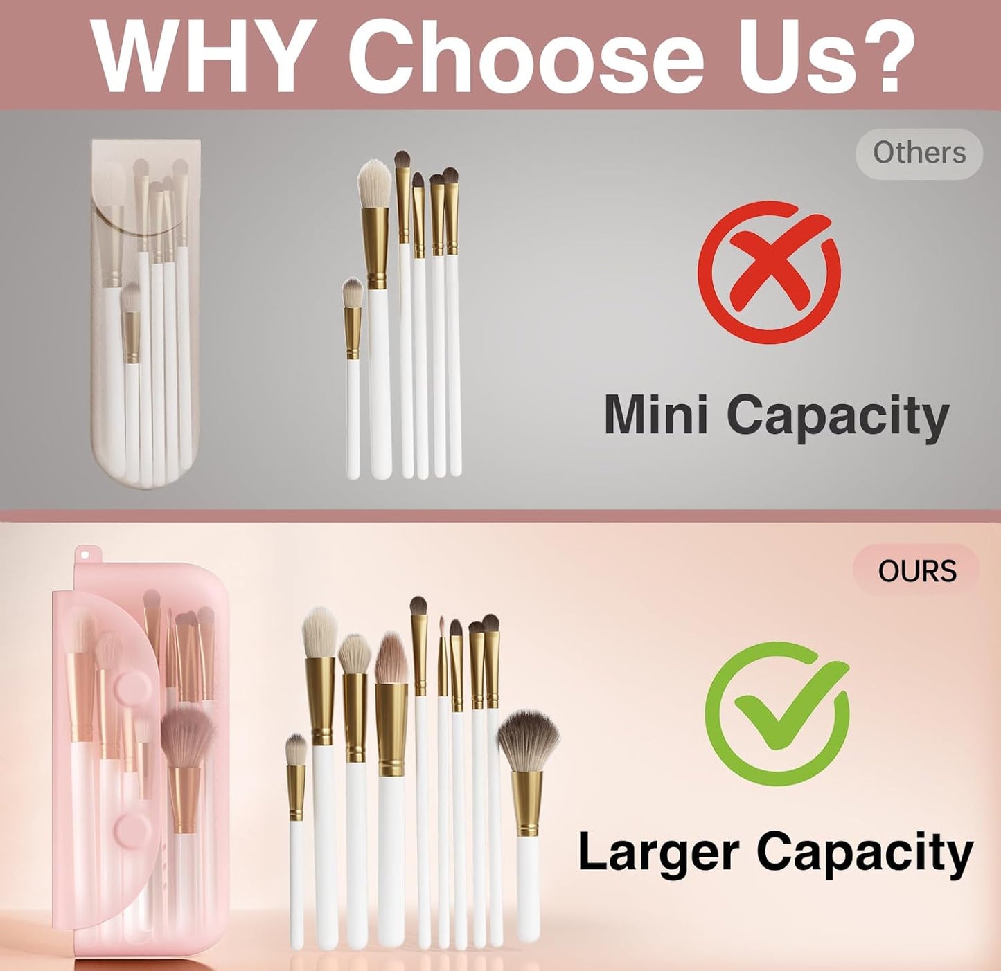 Silicone Makeup Brush Holder And Beauty Sponge Case, Travel Makeup Brush Case With Magnetic Closure, Makeup Sponge Holder 2 In 1 Stand Storage For Quick Drying Khaki