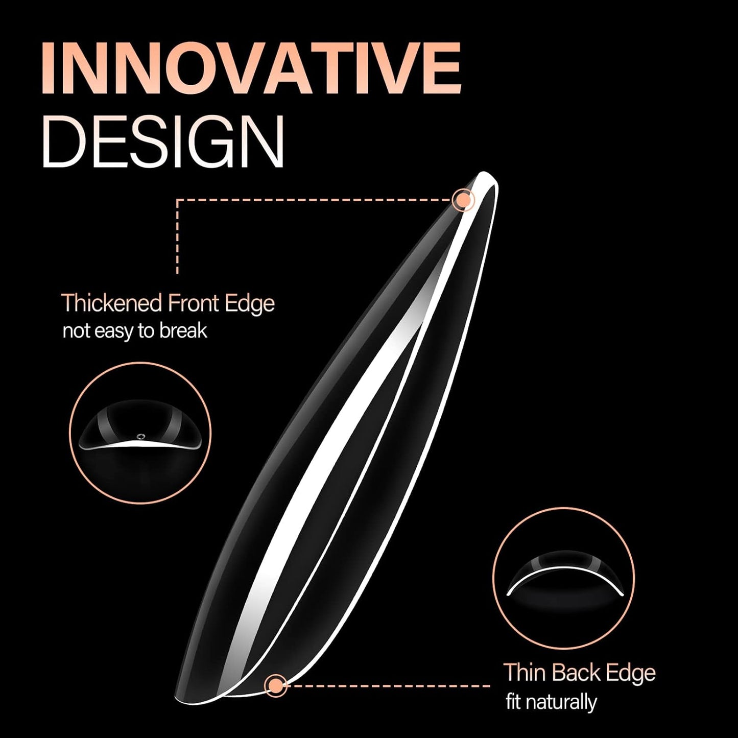 AILLSA Almond Nail Tips 504pcs Clear Nails Tips Gel Full Cover Nails Tip Medium Almond Shaped Fake Soft Nails for Press on Nail Extensions Home DIY Nails Salon- X (12 Sizes)