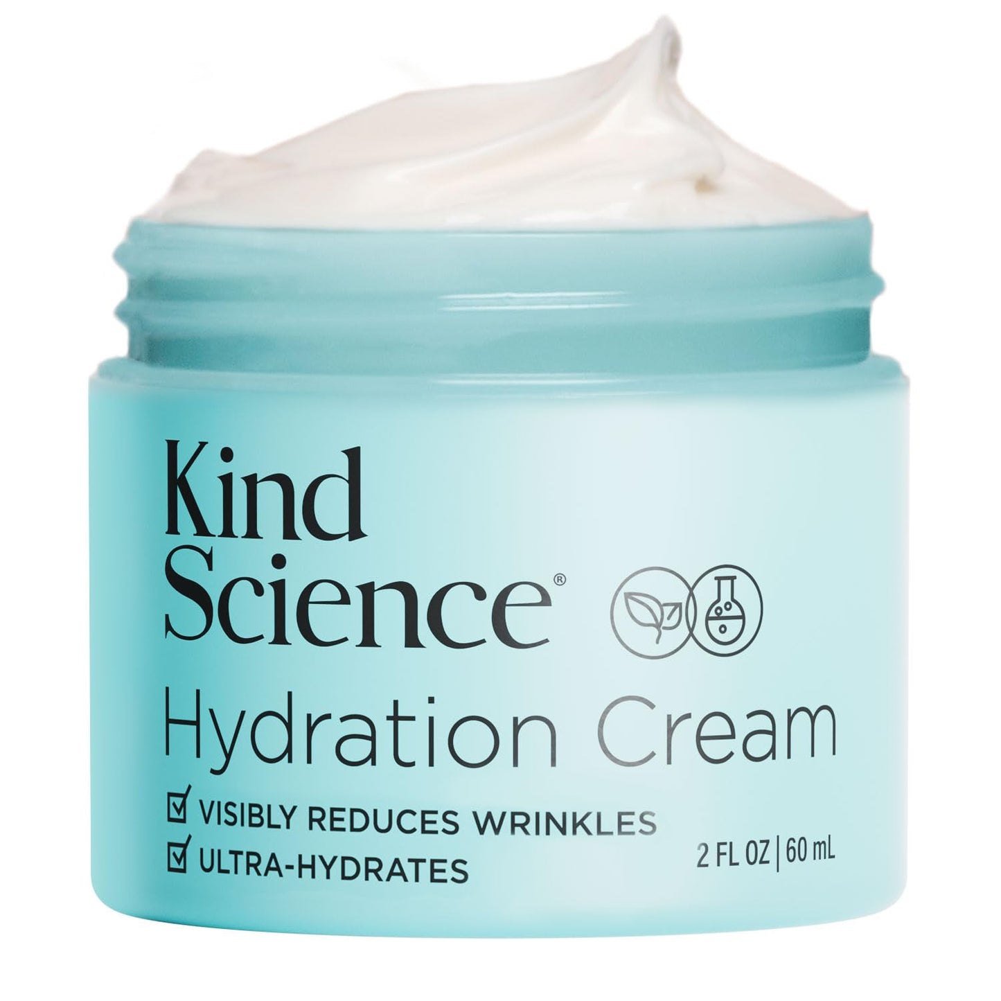 Kind Science Hydration Cream - Moisturizer Face Cream For Women - Anti Aging for Day and Night - Visibly Reduces Wrinkles, Improves Smoothness & Elasticity - Fragrance Free, Cruelty Free, 2 oz