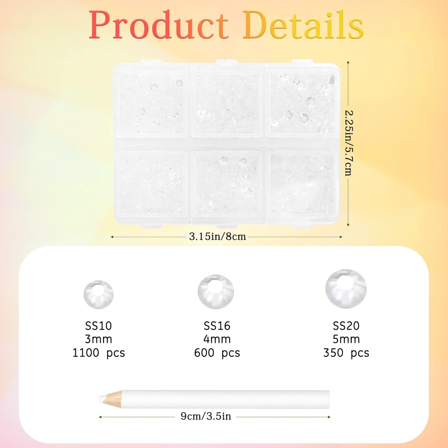 Multi Size 3mm 4mm 5mm Rhinestones Set for Nails Crafts Transparent Non Hotfix Rhinestones Nail Gems Rhinestone Jelly AB&Round Flat Back Resin Rhinestone for Makeup Clothes Shoes Eyes Bottles Crafts