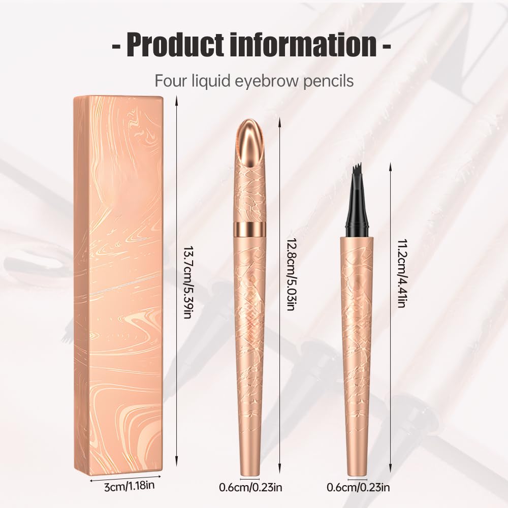 Microblading Eyebrow Pen, 2025 New 3D Waterproof Eyebrow Pencil, Premium Eye Brow Pen with 4 Tip, Long-Lasting Natural Magic Eyebrow Makeup Fine Stroke Contouring Pencil Stay on All Day (Light Brown)