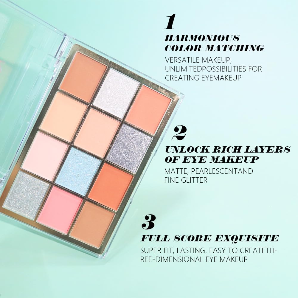 Nude Silver Brown Eyeshadow Palette,Natural Neutral Soft Small Cream Light Colors Eyeshadow Palette,Eye Shadow Palette Long Lasting Naturing-Looking Make Up Pallets for Women,Vegan