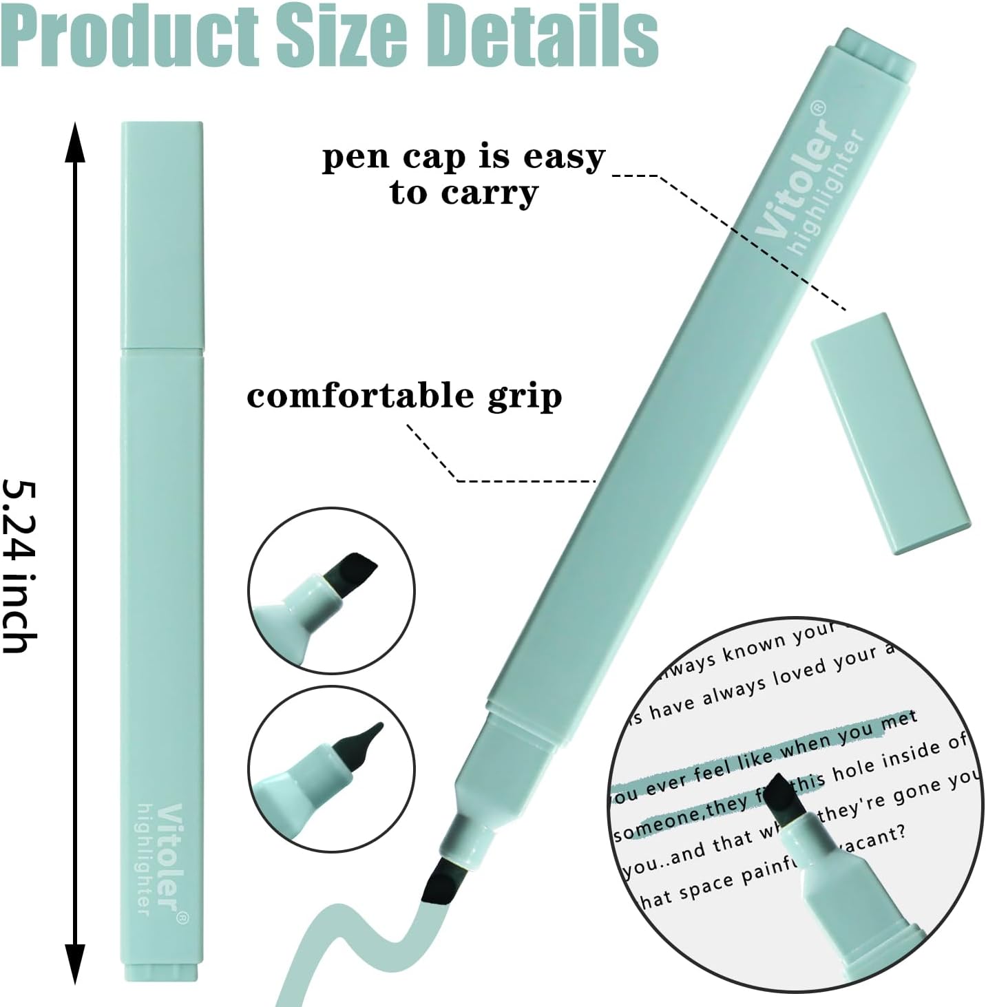 Bible Highlighters,8 Colors pastel highlighters, Cute Pens with Chisel Tip for Journaling Office School Bible Study Supplies