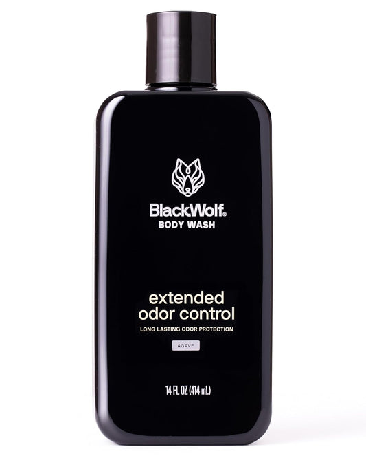 Black Wolf Deodorizing Body Wash for Men - Mens Long-Lasting Shower Gel Fights Body Odor - Hydrating & Moisturizing Body Cleanser Soap Removes Grime, Sweat & Buildup - Clean & Crisp Agave Scent