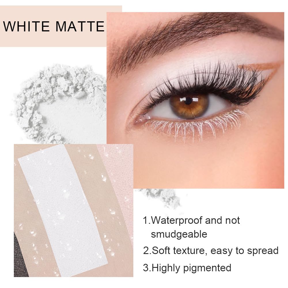 Single Nude White Matte Eyeshadow,Intense Monochrome Eye Shadow,Apply Makeup Easily,Matte Pressed Powder Single Eyeshadow,24 Hour Eye Makeup Longwear Waterproof