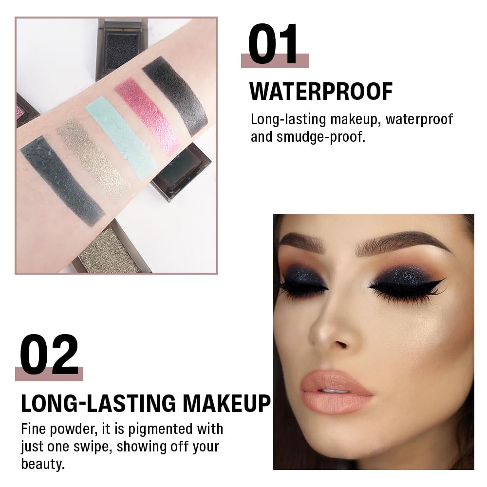 Single Nude Black Matte Eyeshadow,Monochrome Eye Shadow,Apply Makeup Easily,Matte Pressed Powder Single Eyeshadow,24 Hour Eye Makeup Longwear Waterproof