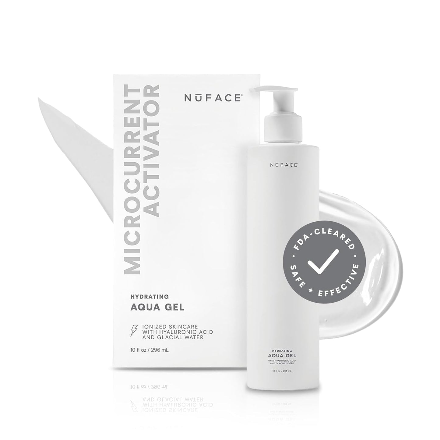 NuFACE Aqua Gel Activator - Microcurrent Conductive Gel & Activator Powered by IonPlex & Hyaluronic Acid to Enhance Results of NuFACE Microcurrent Facial Device - Improves Skin Radiance (10 oz)