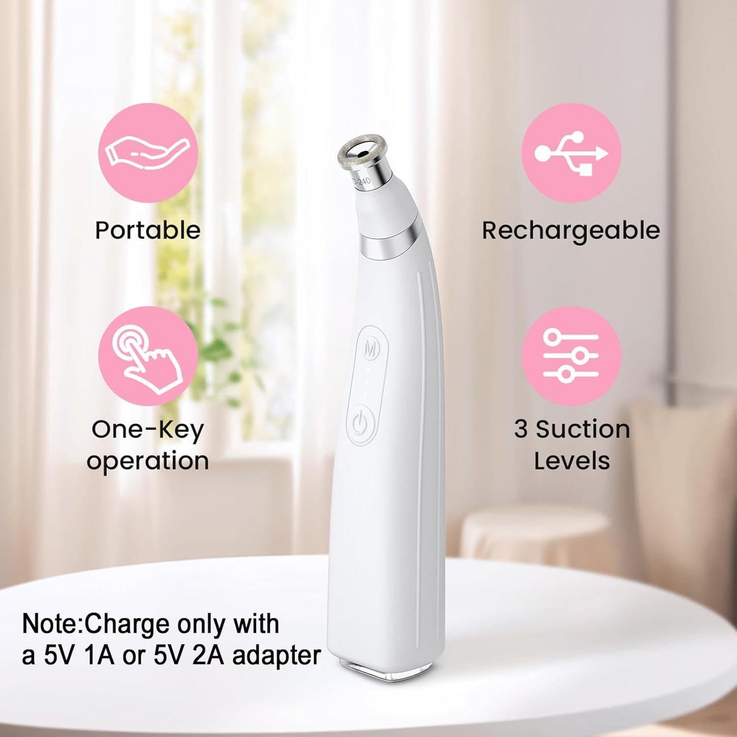 Diamond Microdermabrasion Machine, Portable Blackhead Remover Pore Vacuum, Dermabrasion Facial Machine for Exfoliation & Blackhead Removal